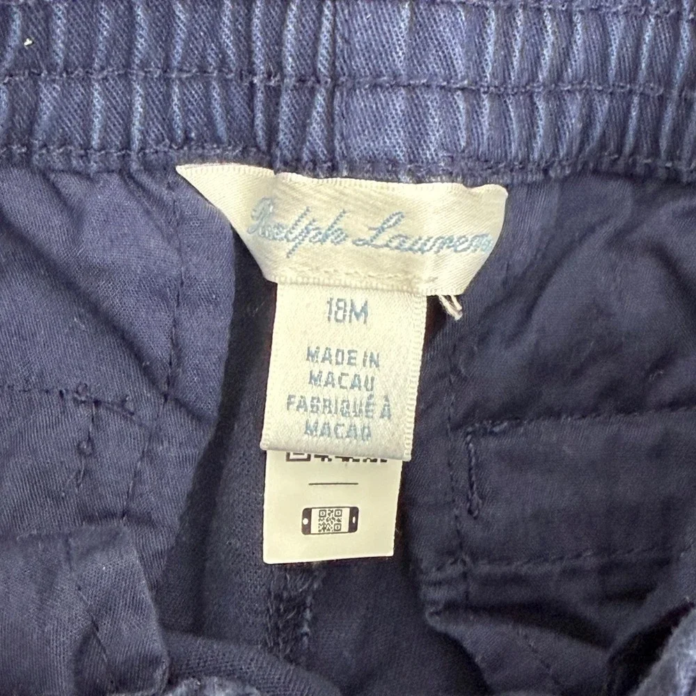 Ralph Lauren Sailboat Shorts Toddler 18M Navy Blue Nautical Preppy Embroidered